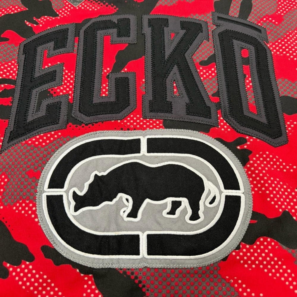 VTG Ecko Unltd Jersey Mens XL Red Camo Spell Out Rhino Streetwear Shirt Y2K NWT